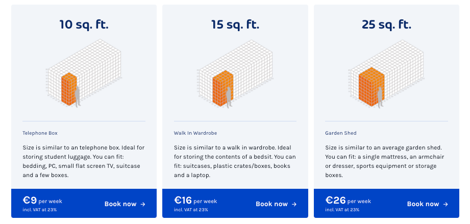 storebox.ie container sizes